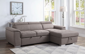 Acme Haruko Storage Sleeper Sectional Sofa, Light Brown PU 55535