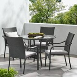 Outdoor Rattan Dining Set with 4 Dining Chairs,Grey 56225.00CHR4-TBL