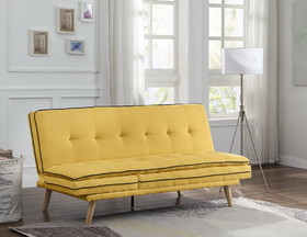Acme Savilla Adjustable Sofa, Yellow Linen & Oak Finish 57160