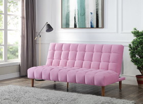 Acme Yolandi Adjustable Sofa, Pink Velvet & Dark Walnut Finish 57200
