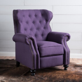 Accented Push Back Recliner Chair with Rolled Arms in Plum, Enjoy Cocooning Comfort 57337.00FPLU