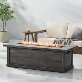 Anchorage 56" Wood Rectangular Mgo Fire Table Grey - 50,000 Btu
