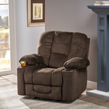 Luxurious Manual Recliner Chair in Chocolate with Skin-Friendly Fabric and Dual Cup Holders 57578.00CHO