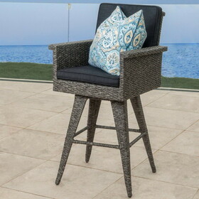30" Outdoor Wicker Barstool with Water Resistant Cushions 1PC 57805-00