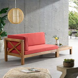 Brava X-Back Corner Bench-L With Coffee Table, Red 57967-00RED-64496-00