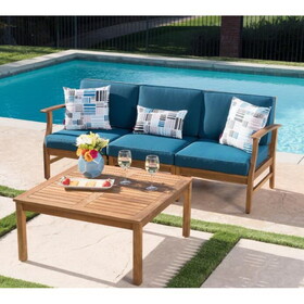 Perla 3 Seater Sofa And Table Set, Blue 58941-00L-M-RBLU-59098-00