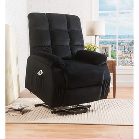 Acme Ipompea Recliner with Power Lift & Massage in Black Velvet 59262