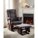Acme Aeron Chair & Ottoman (2pc Pk) in Gray Microfiber & Cherry 59338