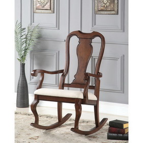 ACME Sheim Rocking Chair in Beige Fabric & Cherry 59382