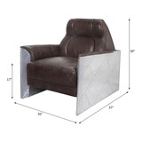 ACME Brancaster Accent Chair, Espresso Top Grain Leather & Aluminum 59715