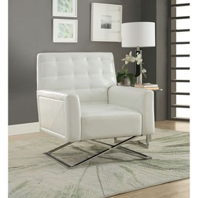 ACME Rafael Accent Chair in White PU & Stainless Steel 59784