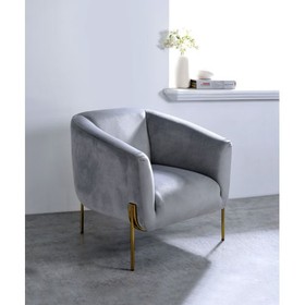 Acme Carlson Accent Chair, Gray Velvet & Gold 59790