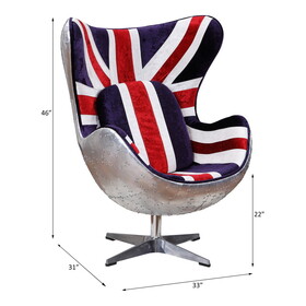 ACME Brancaster Accent Chair, Pattern Fabric & Aluminum 59835