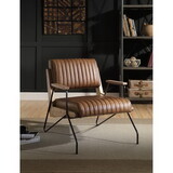 ACME Eacnlz Accent Chair in Cocoa Top Grain Leather & Matt Iron Finish 59947