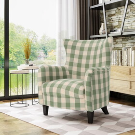 White & Green Checkered Armchair, Elegant 59970-00GRNCHK