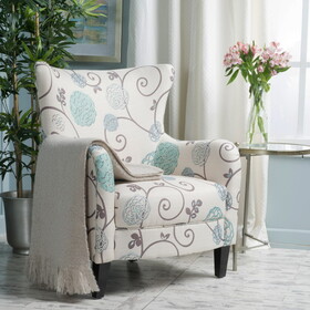 Armchair, White+Multi, Fabric