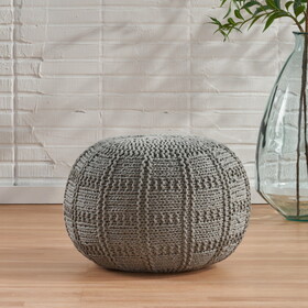 Yuny Knitted Cotton 20 x 20 Round Pouf 60493.00GRY