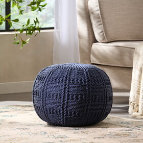 YUNY KNITTED COTTON 20 x 20 ROUND POUF 60493-00NAVY