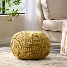 YUNY KNITTED COTTON 20 x 20 ROUND POUF 60493.00YLW