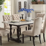 Acme Gerardo Dining Table in White Marble & Weathered Espresso 60820