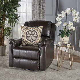 Brown PU Glider Recliner with Swivel, Manual Reclining Chair 61368-00PU