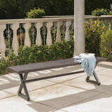 Outdoor Aluminum Dining Bench with Steel Frame, Brown / Black 61625-00BBRNMP1