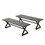 Outdoor Aluminum Dining Benches with Steel Frame, 2-pcs Set, Grey / Black