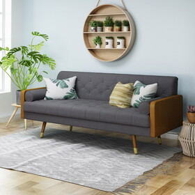 Aidan Mid Century Modern Tufted Fabric Sofa 61688-00GRY