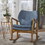 Elegant Solid Wood Rocking Chair with Blue Linen Cushion 61690-00MBLU