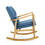 Elegant Solid Wood Rocking Chair with Blue Linen Cushion 61690-00MBLU