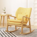Elegant Solid Wood Rocking Chair with Yellow Linen Cushion 61690-00MYLW