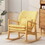 Elegant Solid Wood Rocking Chair with Yellow Linen Cushion 61690-00MYLW
