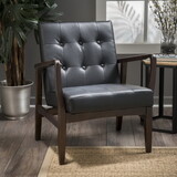 CLUB CHAIR, Mid Century Modern Faux Leather Club Chair with Wood Frame P-61778-00