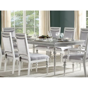 ACME Maverick Dining Table, Platinum 61800