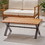 Outdoor Acacia Wood Coffee Table, Teak Finish / Rustic Metal,Black and Brown, 18" H x 27.25" W x 43.25" L