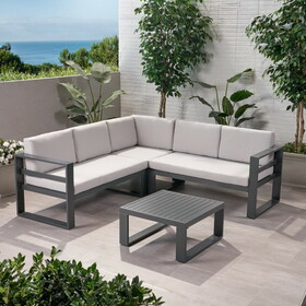 Dursley Outdoor Aluminum V Shape Sofa Sectional