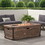 Outdoor Patio Concrete Fire table, Rectangle Gas Burning 56-inch Fire Pit - 50, 000 BTU, Wood Pattern Fire Table, Brown 63263.00-50K