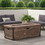 Outdoor Patio Concrete Fire table, Rectangle Gas Burning 56-inch Fire Pit - 50, 000 BTU, Wood Pattern Fire Table, Brown 63263.00-50K