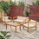 Outdoor 4-Seater Acacia Wood Chat Set with Coffee Table with Cushions, Teak and Beige