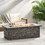 Outdoor Patio Concrete Fire table, Rectangle Gas Burning 56-inch Fire Pit - 50, 000 BTU, Stone Pattern Fire Table, Grey 63666-00-50K