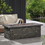 Outdoor Patio Concrete Fire table, Rectangle Gas Burning 56-inch Fire Pit - 50, 000 BTU, Stone Pattern Fire Table, Grey 63666-00-50K