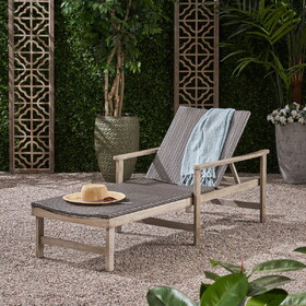 Hampton Wood + Wicker Chaise Lounge 63763.00LMBLK
