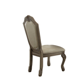 ACME Chateau de Ville Side Chair (Set-2), Synthetic Leather & Antique White 64067A