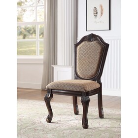 ACME Chateau De Ville Side Chair (Set-2), Fabric & Espresso 64077A