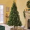 7' Mixed Frosted Hinged Tree with 52 Frosted Pine Cones and 26 Red Berry and Dia:53",1219 Tips