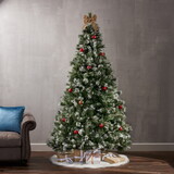 7.5' Brilste Mixed Hinged Tree with Snow and Glitter and 86 Frosted Pine Cones and Dia:52 64212.00UL