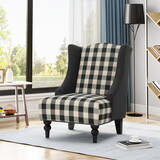 TODDMAN HI-BACK CLUB CHAIR, High-Back Fabric Club Chair, Black Checkerboard and Dark Charcoal 28D x 33W x 38H inch P-64469-00