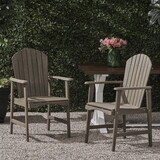 Acacia Wood Adirondack Dining Chairs (Set of 2), Gray Finish
