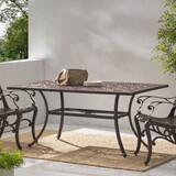 Outdoor Rectangular Cast Aluminum Dining Table, Shiny Copper 64857-00