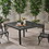 Outdoor Modern Aluminum Dining Table with Woven Accents, Antique Matte Black 65144-00BLK